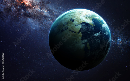Fototapeta Naklejka Na Ścianę i Meble -  The Earth from space showing all they beauty. Extremely detailed image, including elements furnished by NASA. Other orientations and planets available.