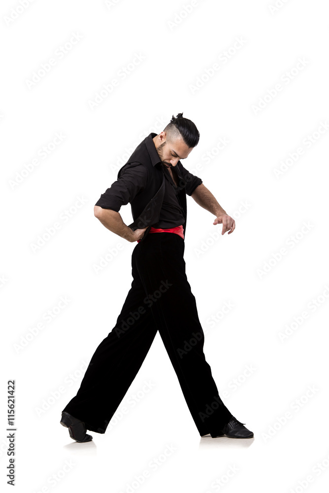 Man dancer dancing spanish dances isolated on white Man dancer dancing spanish dances isolated on white