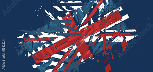 Vector abstract background with grunge textures. Union Jack back