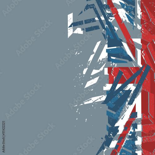 Vector abstract background with grunge textures. Union Jack back
