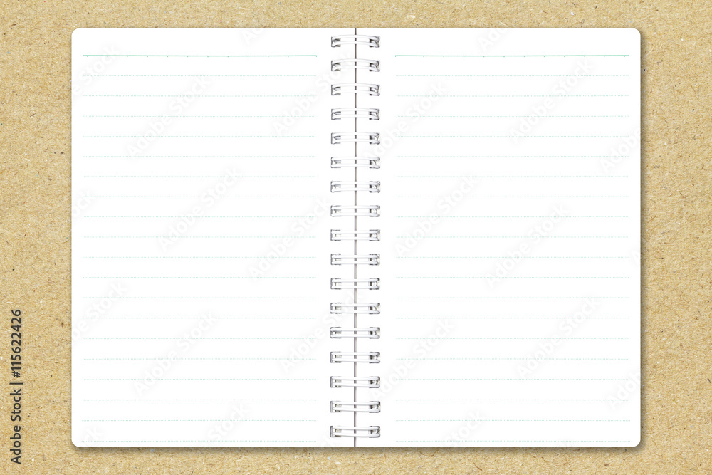 Blank notebook page on brown recycled paper. Notebook empty page white copy  space for text or image. Stock Photo | Adobe Stock