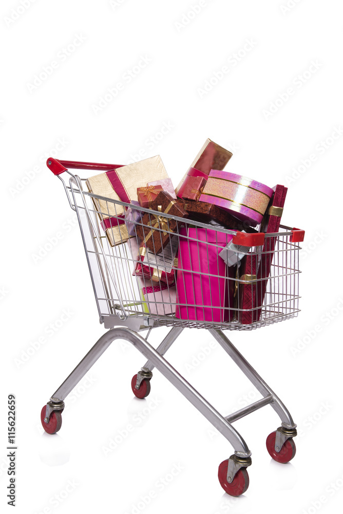 Shopping cart trolley isolated on the white background Shopping cart trolley isolated on the white background