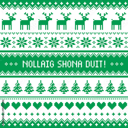 Nollaig Shona Duit - Merry Christmas in Irish pattern, greetings card 