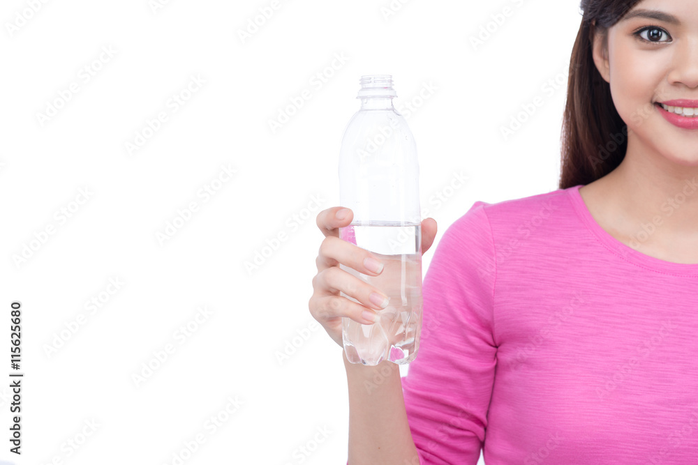 Face portrait of asian woman drinking water. Smiling girl. Isola Face portrait of asian woman drinking water. Smiling girl. Isola
