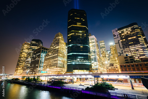 View of Lower Manhattan from Pier 15 at night  in Manhattan  New