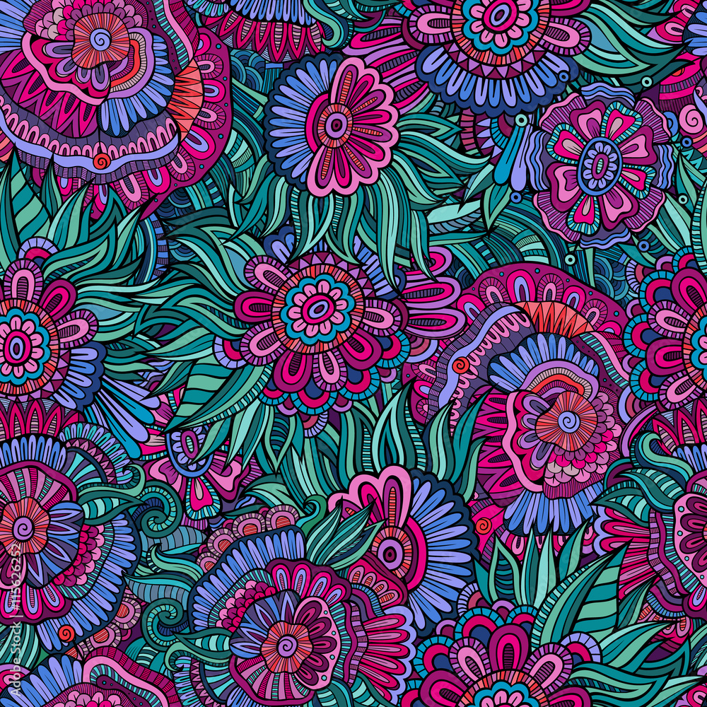 Vector seamless abstract flowers pattern Vector seamless abstract flowers pattern