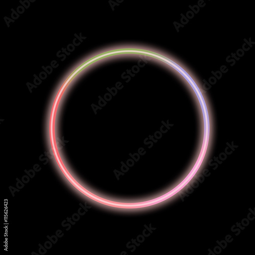 Neon abstract round. Vintage electric symbol. Burning a pointer