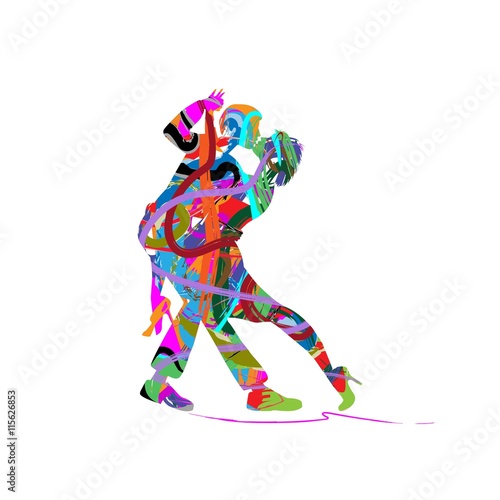 Vector illustration. A couple dancing the tango.