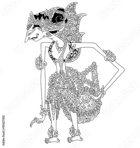 a character of traditional puppet show, wayang kulit from java indonesia. photo