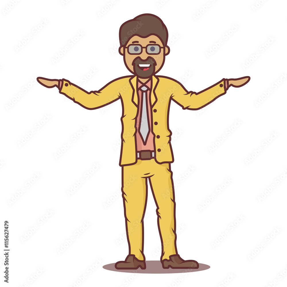 Vector cartoon business man swarthy Vector cartoon business man swarthy