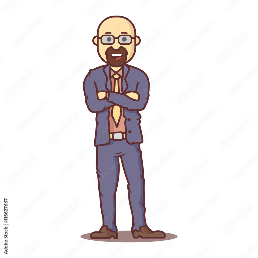 Vector cartoon business man hairless with beard Vector cartoon business man hairless with beard