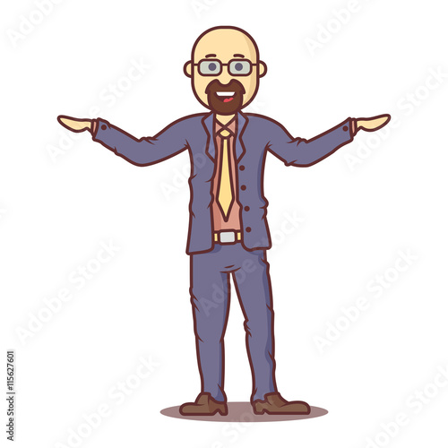 Vector cartoon business man hairless with beard