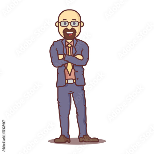 Vector cartoon business man hairless with beard