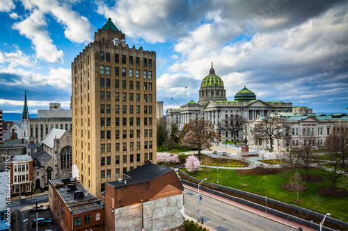 View of buildings and the Pennsylvania State Capitol Complex in