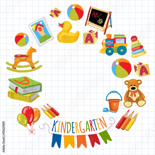 Kindergarten Play and study Vector images