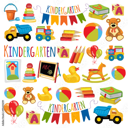 Kindergarten Play and study Vector images