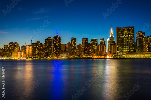 View of the Manhattan skyline at night  from Gantry Plaza State