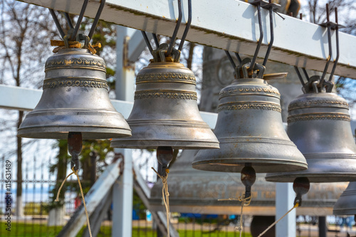 Group of bronze bells near the Orthodox church