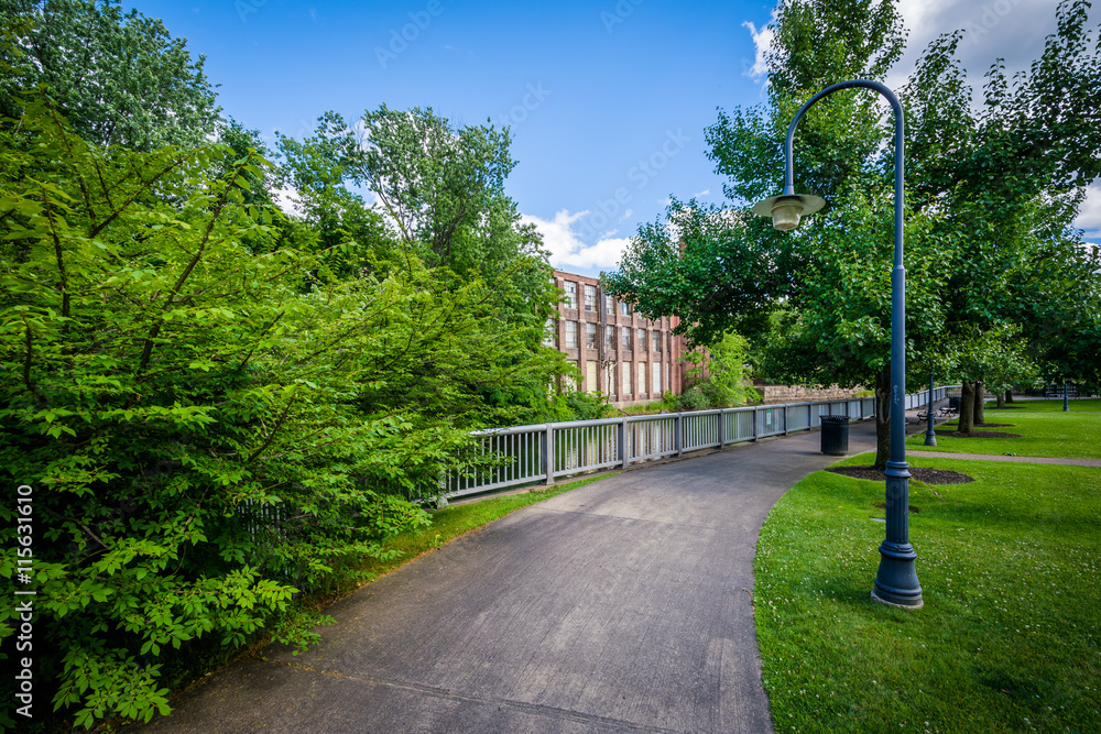 Walkway along the Winnipesaukee River, in Laconia, New Hampshire