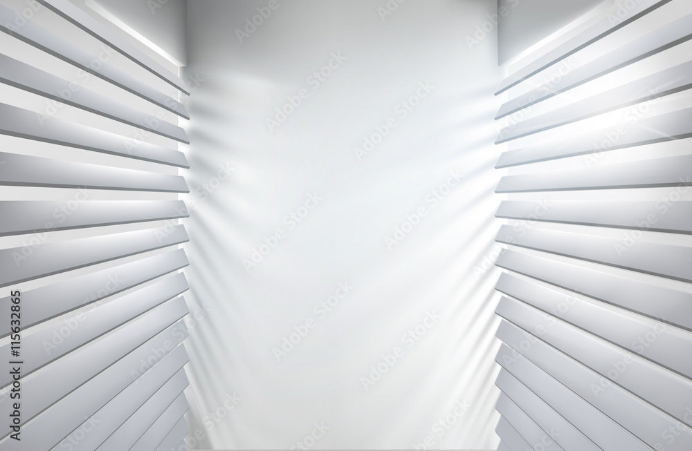 Fototapeta premium Sunlit windows with blinds. Vector illustration.
