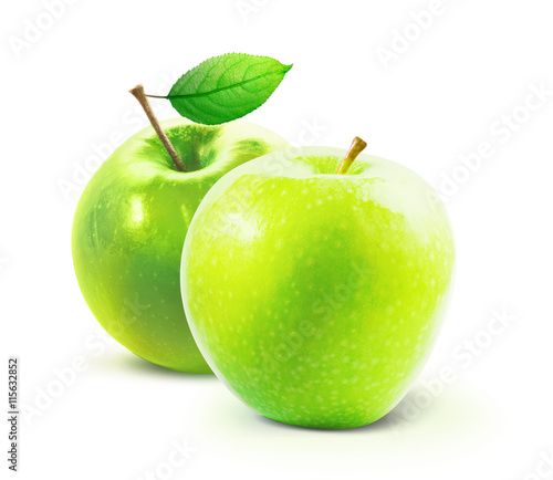 Green apples isolated on white background with clipping path