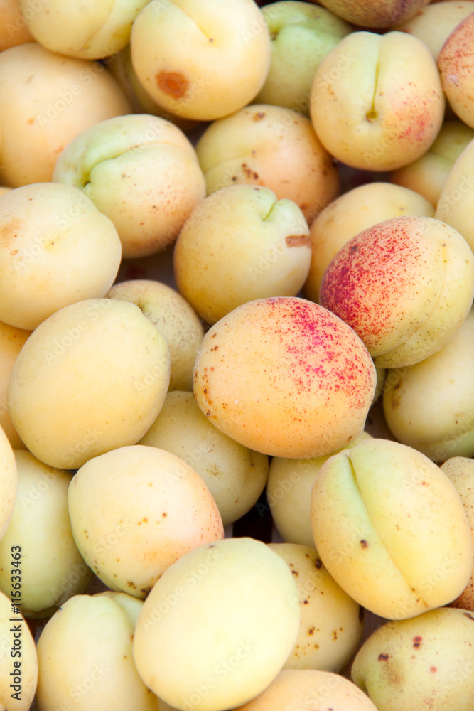 Apricot on the counter market as a background Apricot on the counter market as a background
