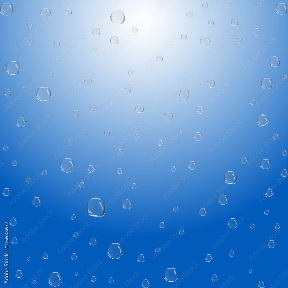 Vector Water bubbles blue background. Summer pattern for desktop