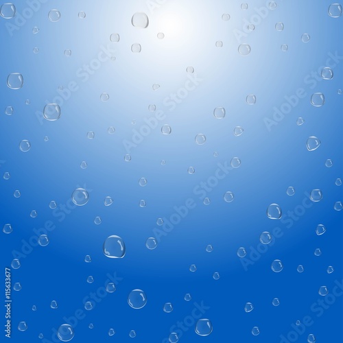 Vector Water bubbles blue background. Summer pattern for desktop