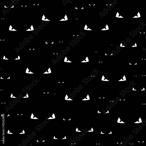 vector illustration of mysterious domestic eyes in the dark. Hal