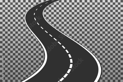 Curved road with white markings. Eps10. Vector illustration temp