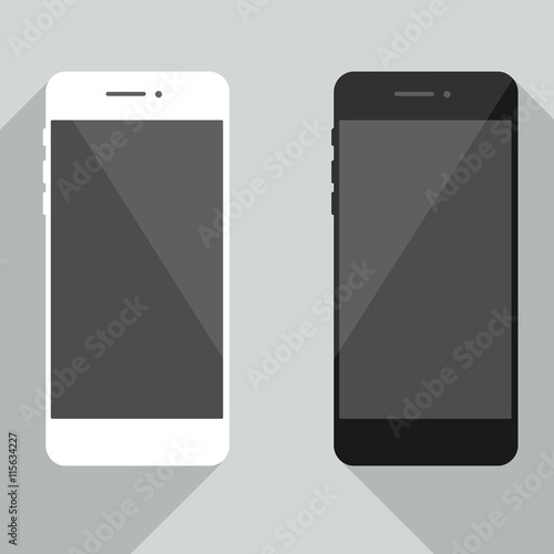 Realistic mobile phone collection in new iphone style. White and