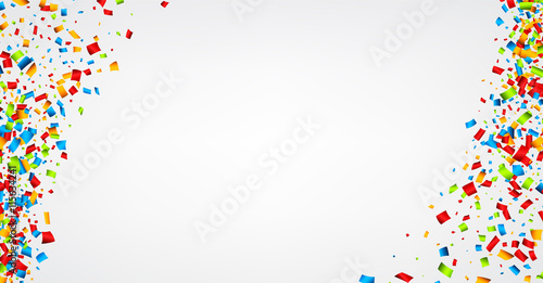 White background with confetti.