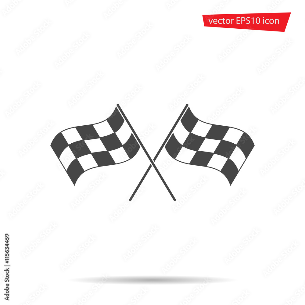 Gray Checkered flag icon. Motocross Modern, simple, flat sign. S