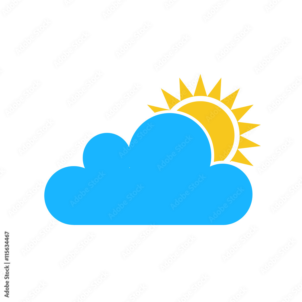 Color Sun cloud icon isolated on background. Modern flat pictogr Color Sun cloud icon isolated on background. Modern flat pictogr