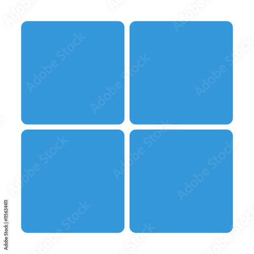 Blue Window block icon isolated on background. Modern simple fla