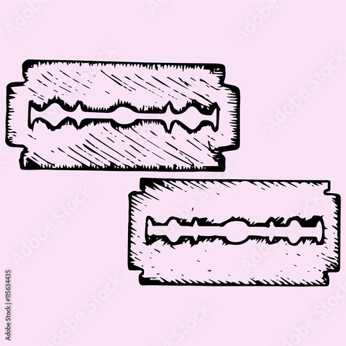 Traditional blade razor doodle style sketch illustration hand drawn vector