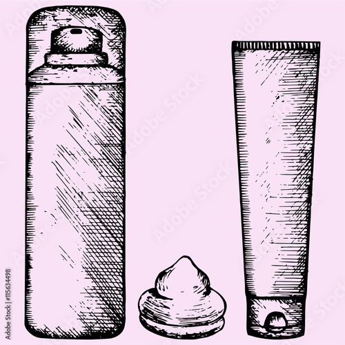 Foam for shaving cream after shaving doodle style sketch illustration hand drawn vector
