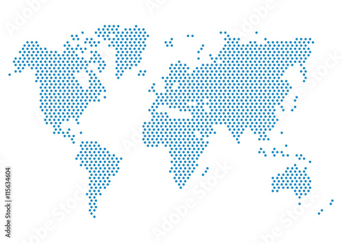Dotted world map. World map blue