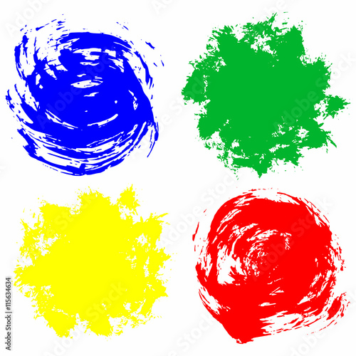 Bright multicolored grunge watercolor circles, watercolor, splash, blot vector illustration