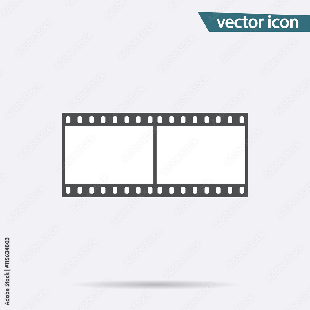 Gray film strip icon isolated on background. Modern flat pictogr Gray film strip icon isolated on background. Modern flat pictogr