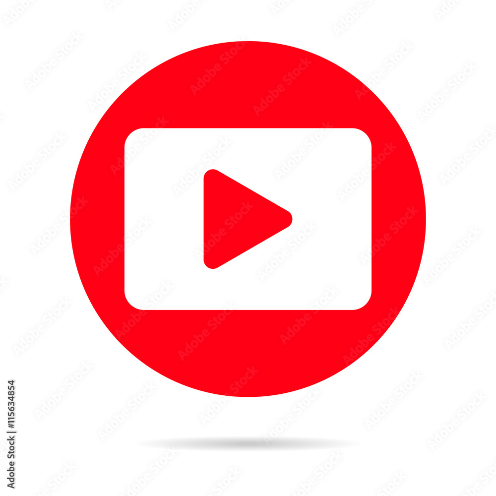 Red Player icon isolated on background. Modern flat pictogram, b Red Player icon isolated on background. Modern flat pictogram, b