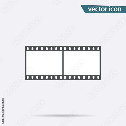 Gray film strip icon isolated on background. Modern flat pictogr