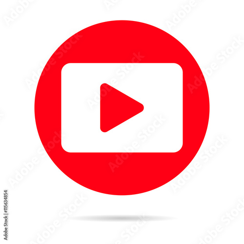 Red Player icon isolated on background. Modern flat pictogram, b