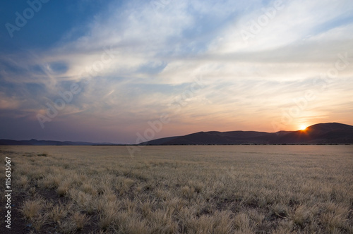 View of the desert in Sossusvlei, Namibia, at sunset