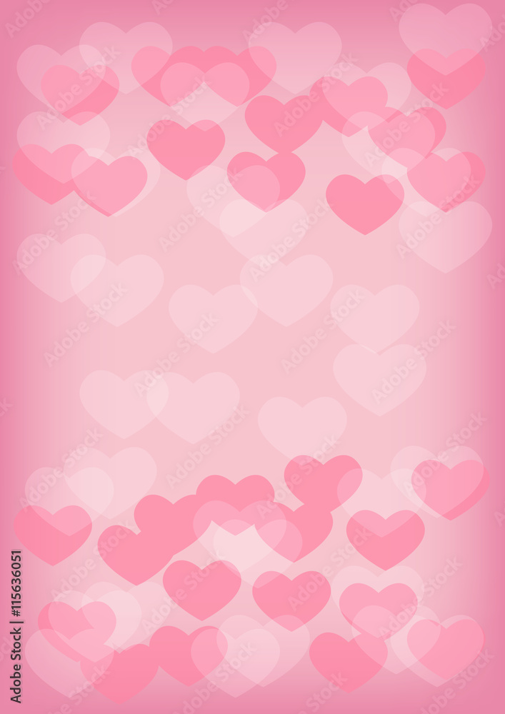 Heart blur bokeh background with copy space; pink color theme.