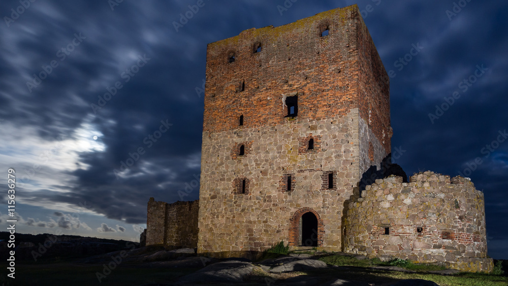 Hammershus castle ruin by night Hammershus castle ruin by night
