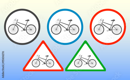 Road signs with bicycles, vector