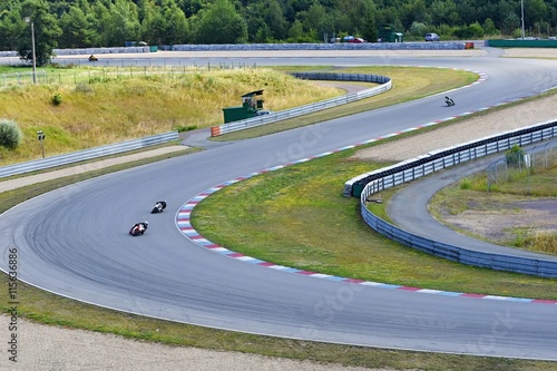 Motorcycles on the racetrack. photo