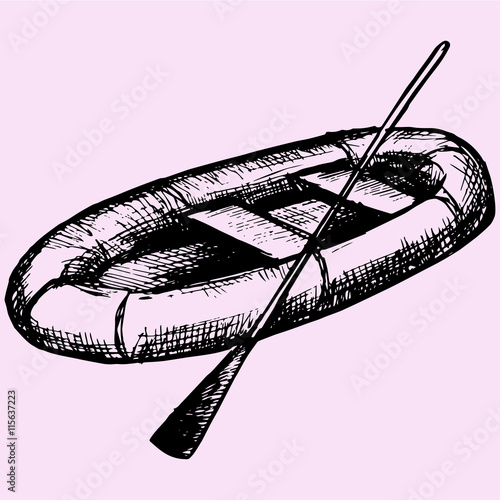 inflatable boat doodle style sketch illustration hand drawn vector