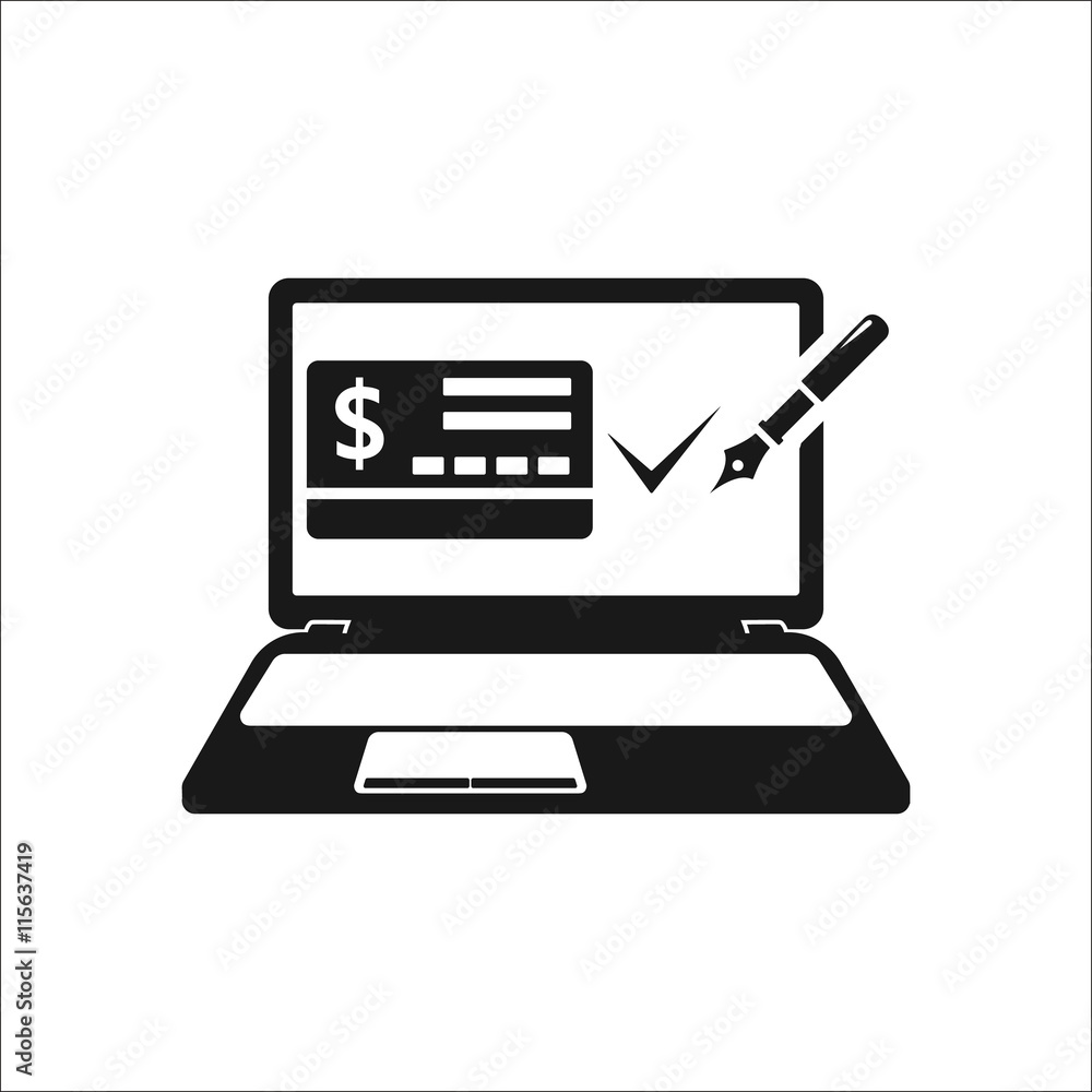 Online mobile payment approved simple icon on background Online mobile payment approved simple icon on background